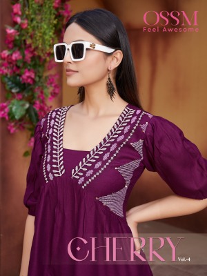 Ossm by Cherry vol 04 heavy embroidered kurti catalogue at low rate  Ossm Kurti catalogue