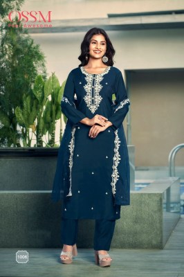 Ossm by Festive stories vol 3 fancy hand work kurti pant and dupatta catalogue at low rate readymade suit catalogs