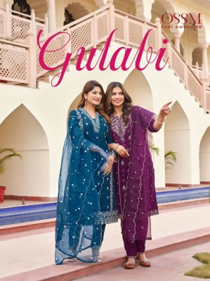 Ossm by Gulabi present viscose roman silk heavy embroidered readymade suit catalogue at wholesale price Ossm Kurti catalogue