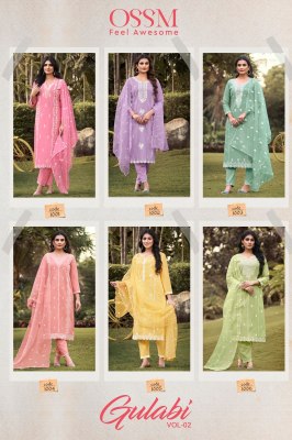 Ossm by Gulabi vol 2 pure cotton embroidered kurti pant and dupatta catalogue at affordable rate readymade suit catalogs