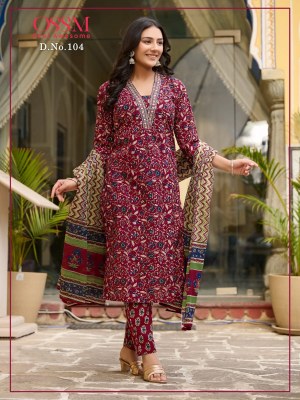 Ossm by Malhar premium cotton printed kurti pant and dupatta catalogue readymade suit catalogs