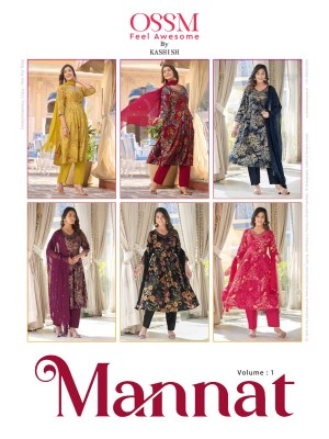 Ossm by Mannat premium foil printed embroidered kurti pant with dupatta cataloue at wholesale price readymade suit catalogs