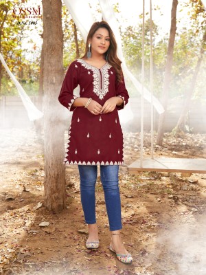 Ossm by Nora vol 06 heavy reyon embroidered short top catalogue at low rate western wear catalogs