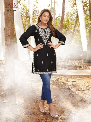 Ossm by Nora vol 06 heavy reyon embroidered short top catalogue at low rate western wear catalogs