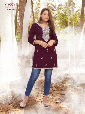 Ossm by Nora vol 06 heavy reyon embroidered short top catalogue at low rate western wear catalogs