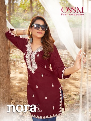 Ossm by Nora vol 06 heavy reyon embroidered short top catalogue at low rate western wear catalogs