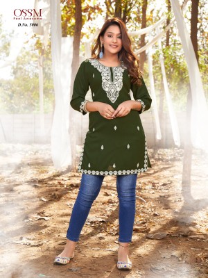 Ossm by Nora vol 06 heavy reyon embroidered short top catalogue at low rate western wear catalogs