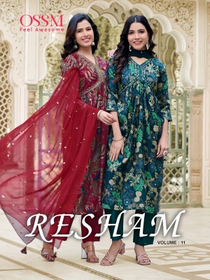 Ossm by Rasham vol 11 present Alia collection premium chanderi foil print kurti pant and dupatta catalogue at wholesale price   Ossm Kurti catalogue