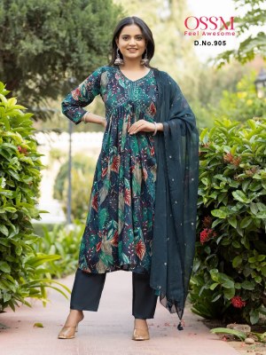 Ossm by resham vol 09 premium chanderi modal foil print embroidery and foil print kurti bottom and dupatta catalog at wholesale price kurtis catalogs