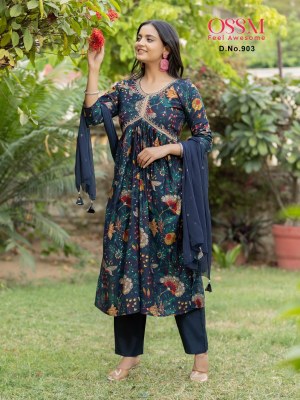 Ossm by resham vol 09 premium chanderi modal foil print embroidery and foil print kurti bottom and dupatta catalog at wholesale price kurtis catalogs