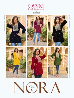 Ossm launch nora vol 04 heavy rayon slub cotton embroidered fancy western top catalogue western wear catalogs