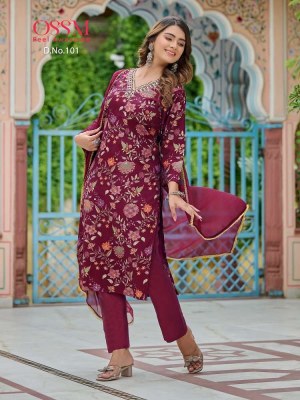 Ossm present Muskan V Neck collection Kurti pant dupatta set wholesale Kurti catalogue Surat  kurtis catalogs