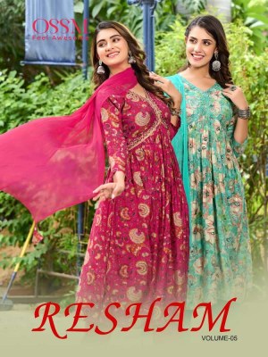 Ossm presents Resham vol 5 top pant dupatta  Alia cut wholesale Kurti catalogue  Ossm Kurti catalogue