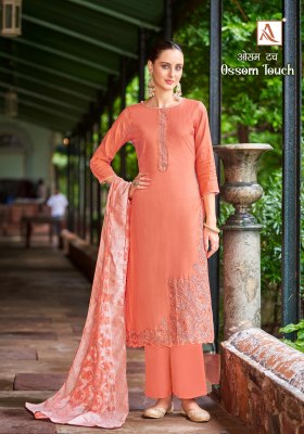 Ossm touch by Alok suit Pure zam cotton fancy embroidered dress material catalogue salwar kameez catalogs