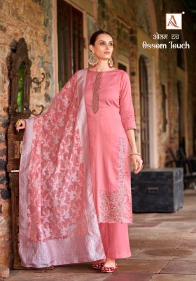 Ossm touch by Alok suit Pure zam cotton fancy embroidered dress material catalogue salwar kameez catalogs