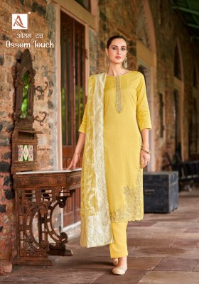 Ossm touch by Alok suit Pure zam cotton fancy embroidered dress material catalogue salwar kameez catalogs