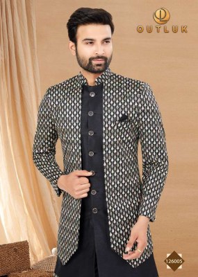 Outluk Vol 126 Heavy Art Silk Mans Jacket and Pyjama set catalogue wholesaler supplier  readymade suit catalogs