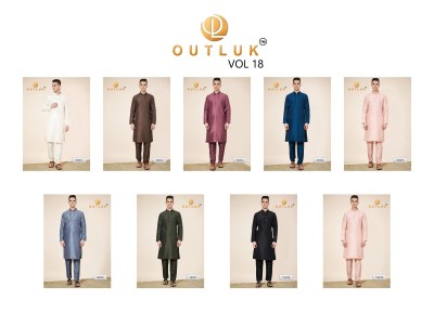 Outluk Wedding Collection Vol 18 pure silk mens wedding kurti catalogue at affordable rate mens kurta