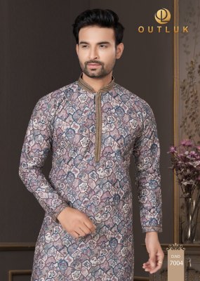 Outluk by Wedding Collection Vol 7 heavy cotton Lucknowi mens kurta catalogue at low rate mens kurta