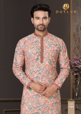 Outluk by Wedding Collection Vol 7 heavy cotton Lucknowi mens kurta catalogue at low rate mens kurta