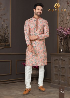 Outluk by Wedding Collection Vol 7 heavy cotton Lucknowi mens kurta catalogue at low rate mens kurta