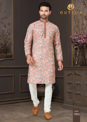 Outluk by Wedding Collection Vol 7 heavy cotton Lucknowi mens kurta catalogue at low rate mens kurta