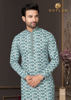 Outluk by Wedding Collection Vol 7 heavy cotton Lucknowi mens kurta catalogue at low rate mens kurta