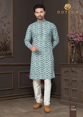 Outluk by Wedding Collection Vol 7 heavy cotton Lucknowi mens kurta catalogue at low rate mens kurta