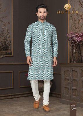 Outluk by Wedding Collection Vol 7 heavy cotton Lucknowi mens kurta catalogue at low rate mens kurta