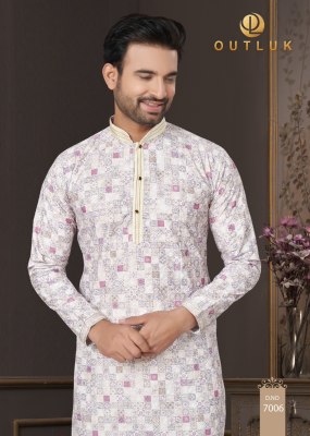 Outluk by Wedding Collection Vol 7 heavy cotton Lucknowi mens kurta catalogue at low rate mens kurta