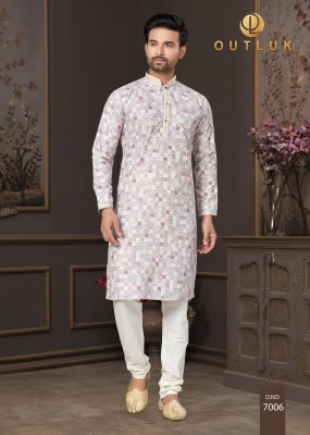 Outluk by Wedding Collection Vol 7 heavy cotton Lucknowi mens kurta catalogue at low rate mens kurta