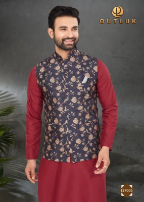 Outluk by wedding collection vol 127 exclusive fancy Mans plain kurta pajama with printed modi jacket catalogue at wholesale price  kurta pajama