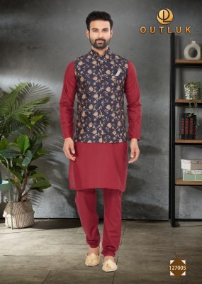 Outluk by wedding collection vol 127 exclusive fancy Mans plain kurta pajama with printed modi jacket catalogue at wholesale price  kurta pajama