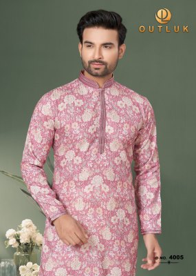 Outluk by wedding collection vol 4 Heavy Cotton Digital Print with Sequance work mens kurta catalog at wholesale price mens kurta