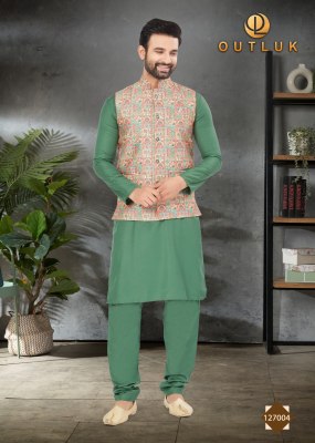 Outluk by wedding collection vol 127 exclusive fancy Mans plain kurta pajama with printed modi jacket catalogue at wholesale price  kurta pajama