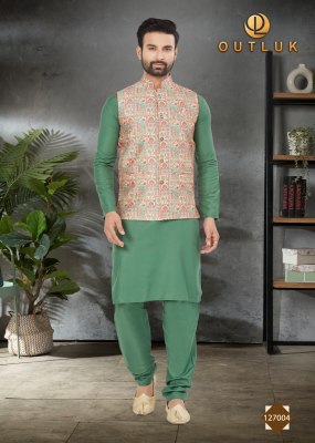 Outluk by wedding collection vol 127 exclusive fancy Mans plain kurta pajama with printed modi jacket catalogue at wholesale price  kurta pajama