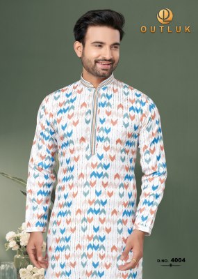 Outluk by wedding collection vol 4 Heavy Cotton Digital Print with Sequance work mens kurta catalog at wholesale price mens kurta