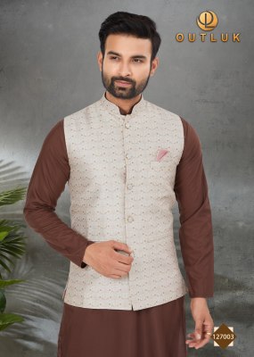 Outluk by wedding collection vol 127 exclusive fancy Mans plain kurta pajama with printed modi jacket catalogue at wholesale price  kurta pajama