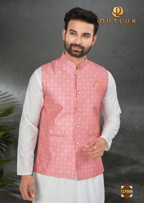 Outluk by wedding collection vol 127 exclusive fancy Mans plain kurta pajama with printed modi jacket catalogue at wholesale price  kurta pajama