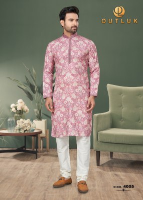 Outluk by wedding collection vol 4 Heavy Cotton Digital Print with Sequance work mens kurta catalog at wholesale price mens kurta