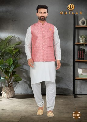 Outluk by wedding collection vol 127 exclusive fancy Mans plain kurta pajama with printed modi jacket catalogue at wholesale price  kurta pajama