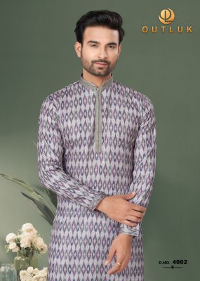 Outluk by wedding collection vol 4 Heavy Cotton Digital Print with Sequance work mens kurta catalog at wholesale price mens kurta