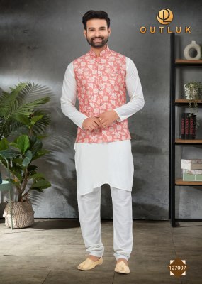 Outluk by wedding collection vol 127 exclusive fancy Mans plain kurta pajama with printed modi jacket catalogue at wholesale price  kurta pajama