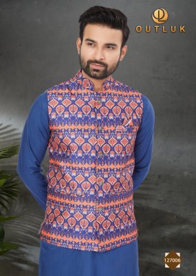 Outluk by wedding collection vol 127 exclusive fancy Mans plain kurta pajama with printed modi jacket catalogue at wholesale price  kurta pajama