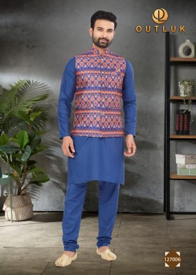 Outluk by wedding collection vol 127 exclusive fancy Mans plain kurta pajama with printed modi jacket catalogue at wholesale price  kurta pajama