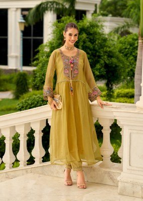 PRM India Swara Pure Cruise Organza Embroidered Suit Set with Handwork Sleeves  Heavy Muslin Inner Wholesale kurtis catalogs