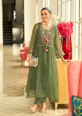 PRM India Swara Pure Cruise Organza Embroidered Suit Set with Handwork Sleeves  Heavy Muslin Inner Wholesale kurtis catalogs