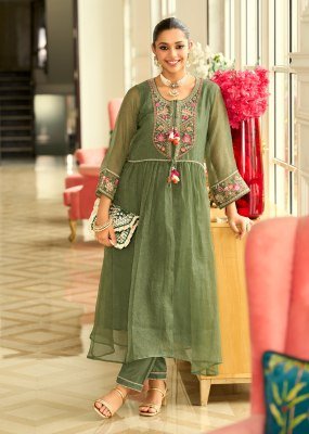 PRM India Swara Pure Cruise Organza Embroidered Suit Set with Handwork Sleeves  Heavy Muslin Inner Wholesale kurtis catalogs