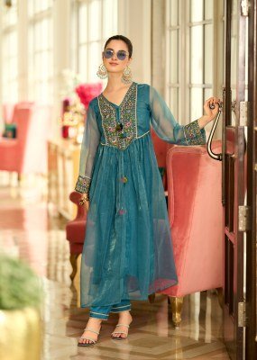 PRM India Swara Pure Cruise Organza Embroidered Suit Set with Handwork Sleeves  Heavy Muslin Inner Wholesale kurtis catalogs