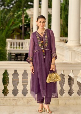 PRM India Swara Pure Cruise Organza Embroidered Suit Set with Handwork Sleeves  Heavy Muslin Inner Wholesale kurtis catalogs